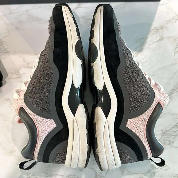 CHANEL pink and grey tweed sneakers size 37.5 - Picture 7 of 12